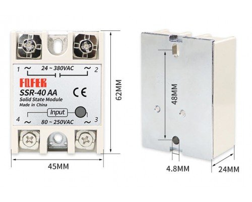 Jednofázové polovodičové relé FSSR-40AA, 40A, 24 až 380V AC, FQETR