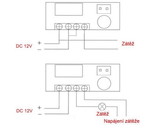 Digitální dvouřádkový panelový teploměr - termostat s externím čidlem W1209WK, 12V DC, s externím čidlem 0.3m.