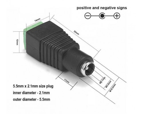 Napájecí konektor samec/samice 5.5/2.1mm se šroubovacími svorkami.