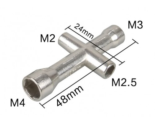 Mini šestihranný křížový klíč pro matice M2, M2.5, M3, M4.